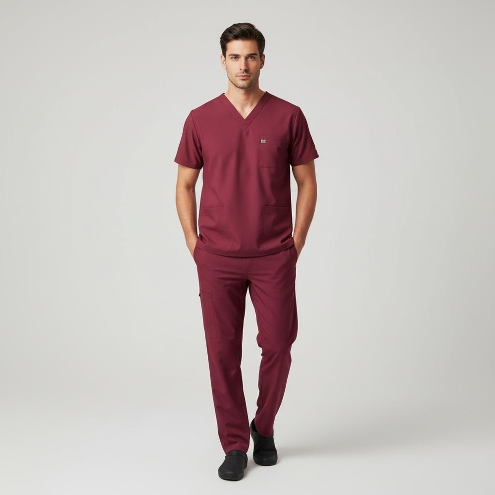 WonderWink Wine Modern Fit Scrub Top Size Small